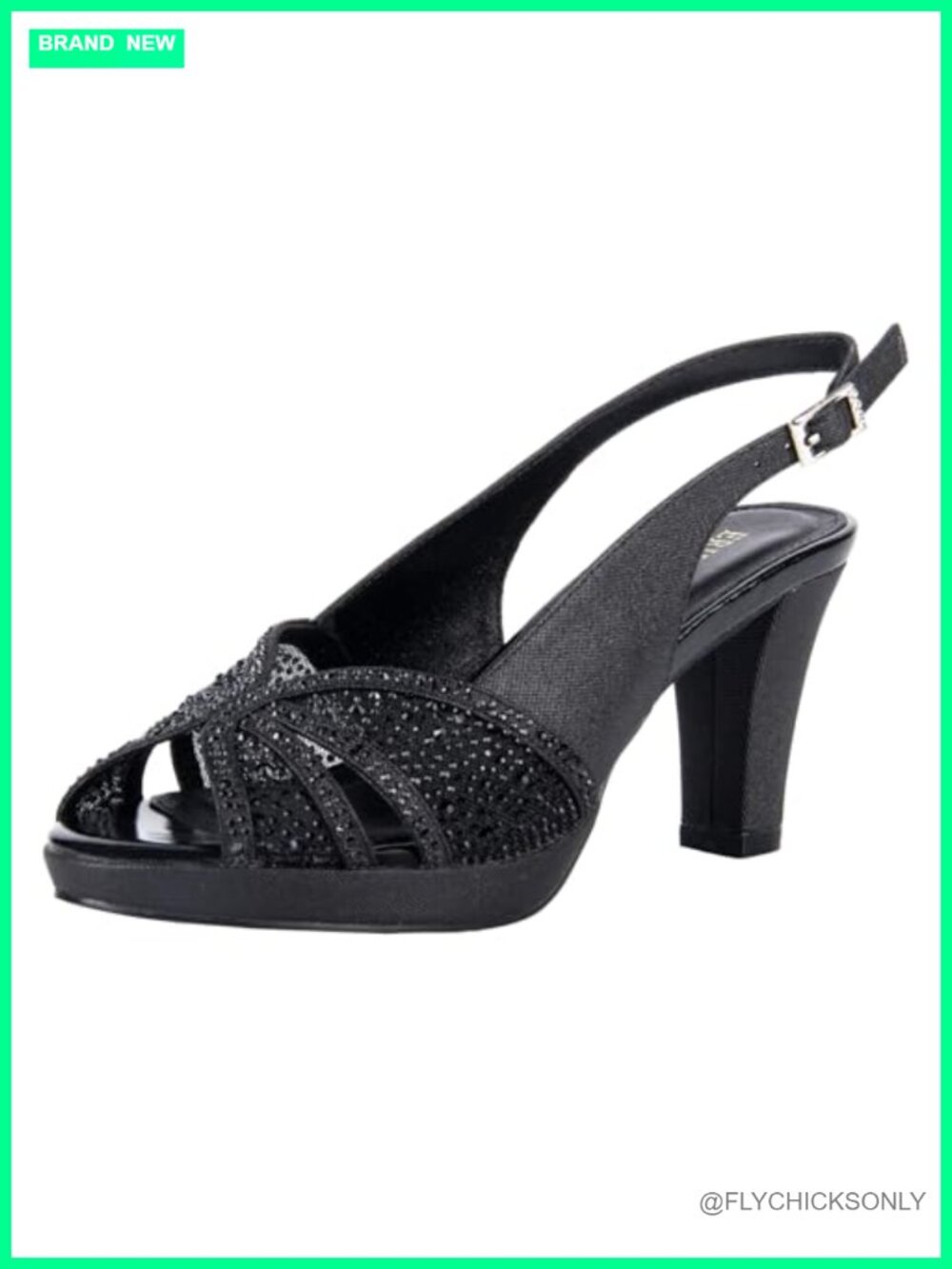 Slingback Mid Heel Platform Sandals Rhinestone Peep Toe Formal Wedding